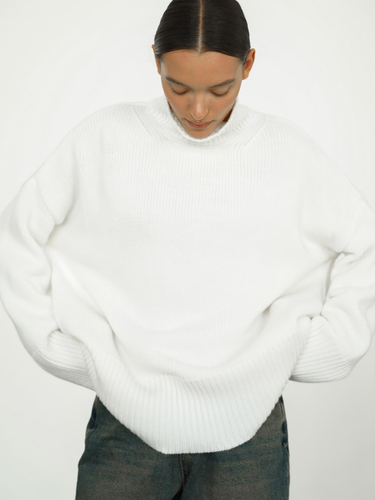 Maglione Donna Dolcevita Misto Lana Girocollo Alto