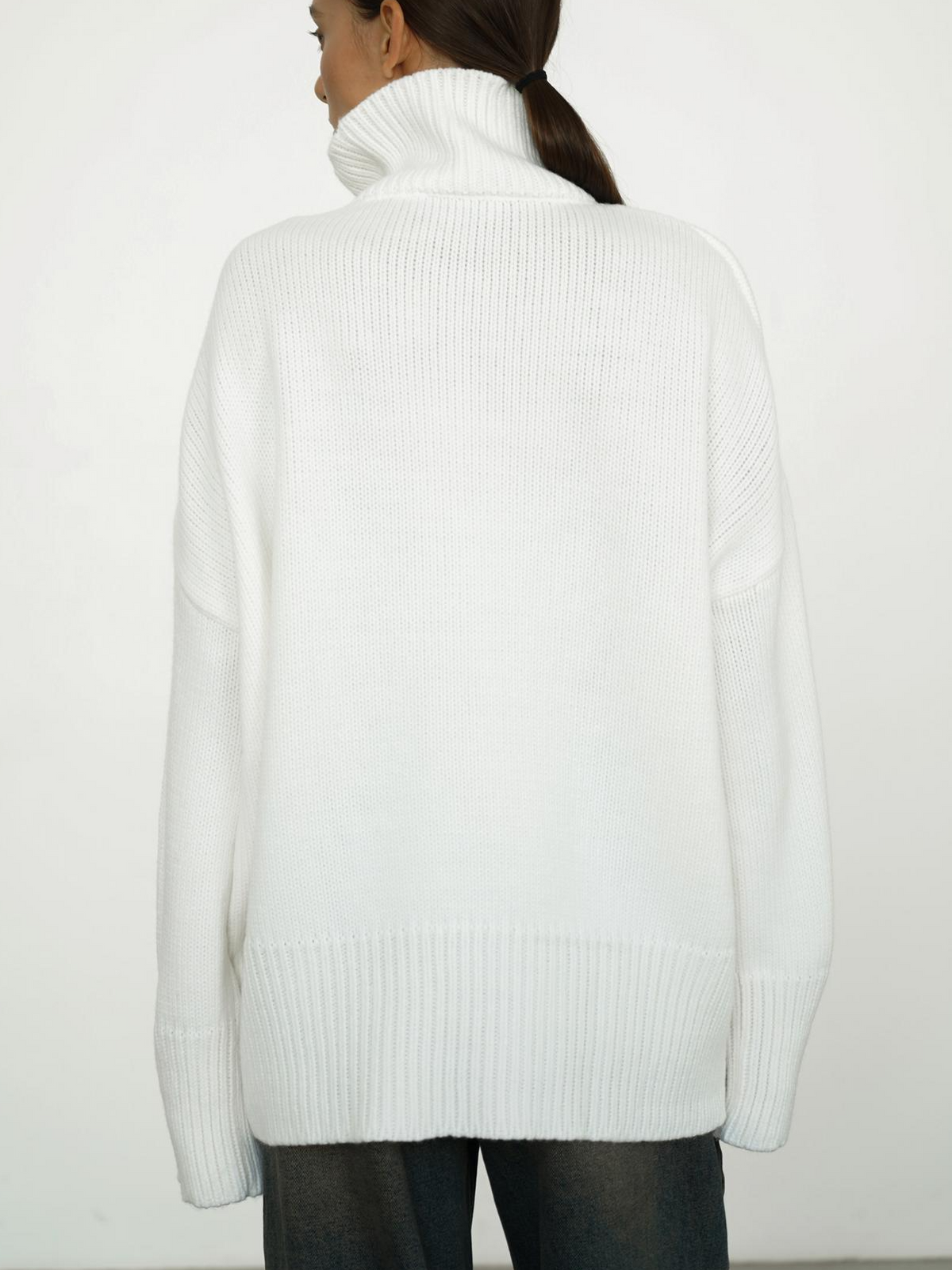 Maglione Donna Dolcevita Misto Lana Girocollo Alto