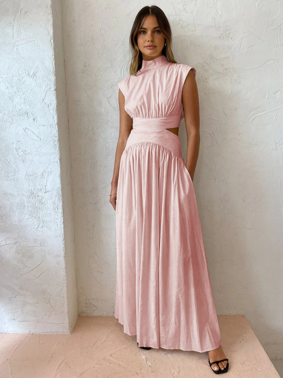 Abito Maxi Scollo Alto per Donna – Adatto per Primavera e Estate, Ideale per Uso Quotidiano