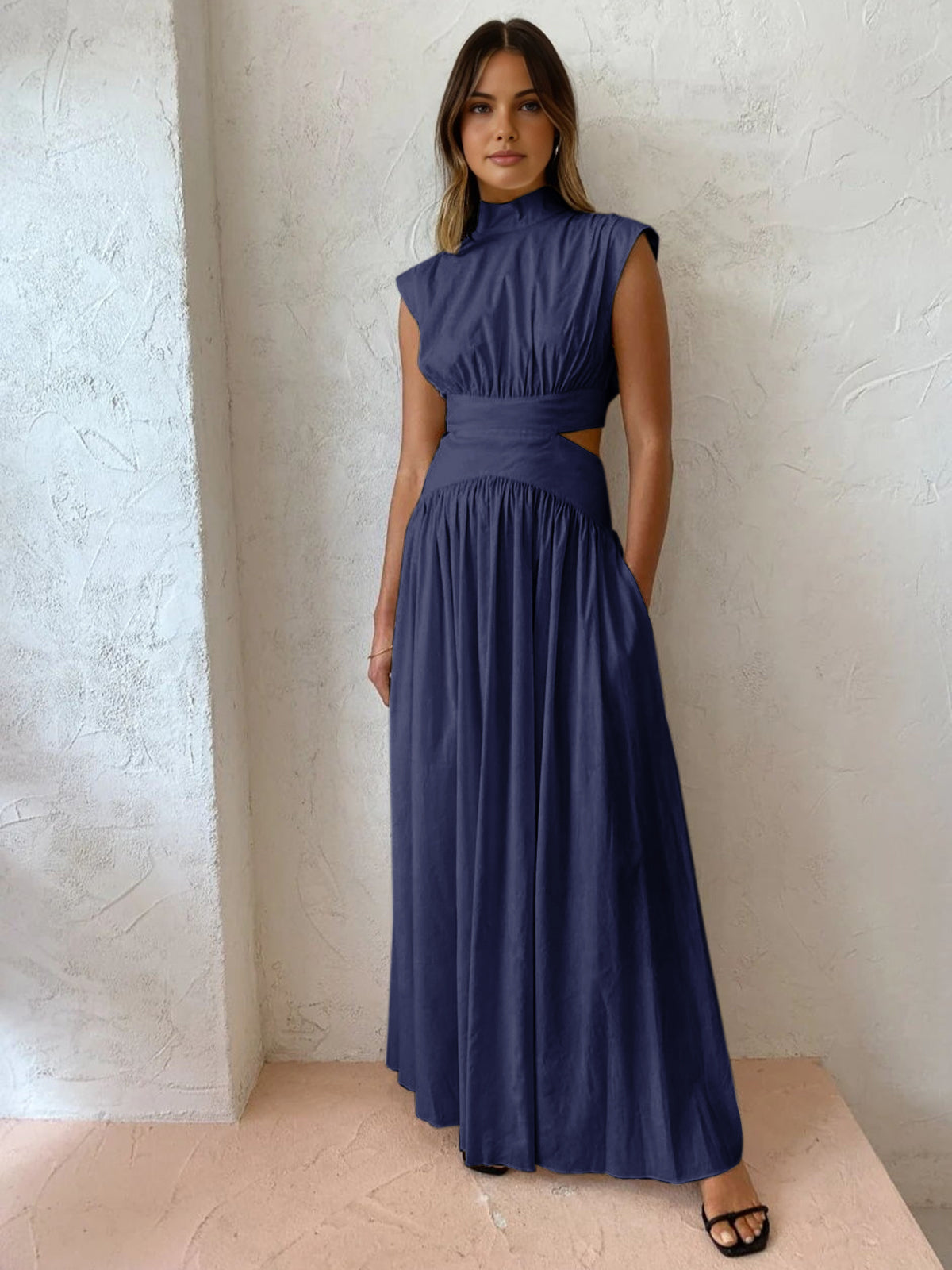 Abito Maxi Scollo Alto per Donna – Adatto per Primavera e Estate, Ideale per Uso Quotidiano