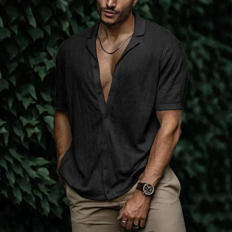 Camicia Uomo Casual Maniche Corte con Bottoni