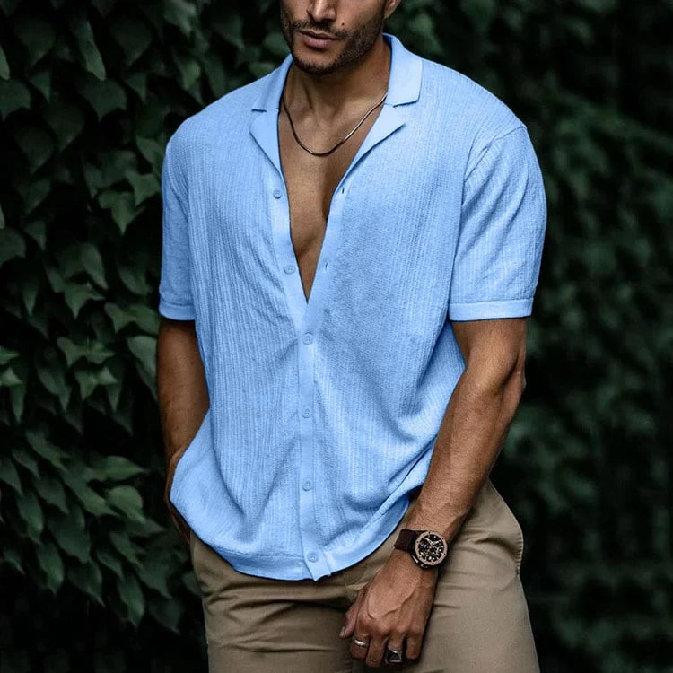 Camicia Uomo Casual Maniche Corte con Bottoni