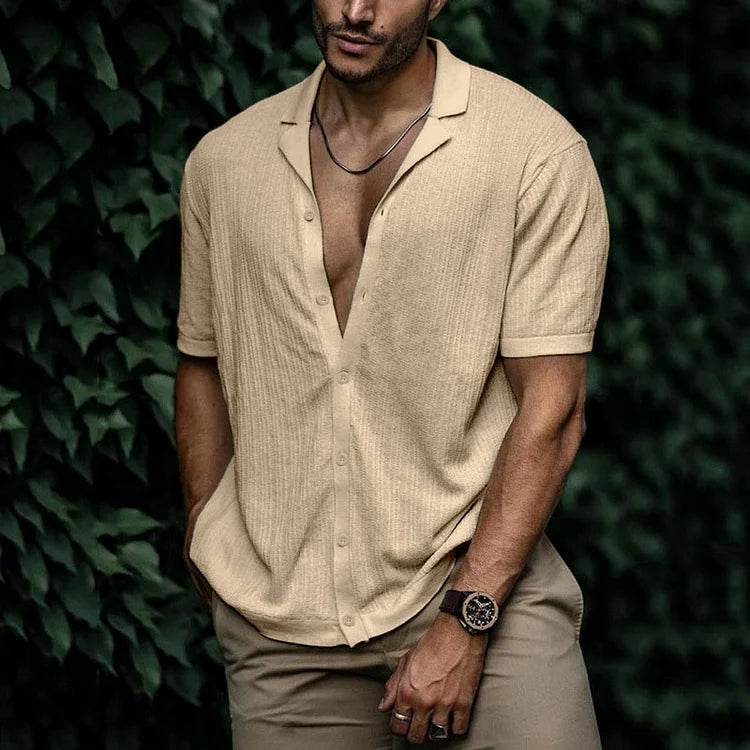 Camicia Uomo Casual Maniche Corte con Bottoni