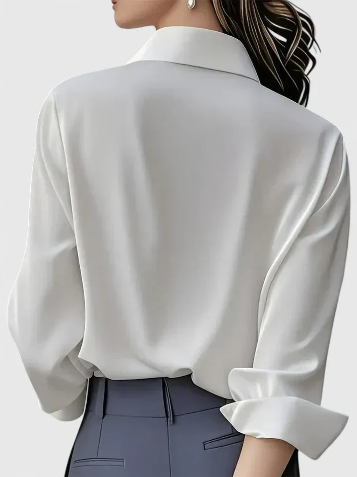Camicetta Donna Elegante con Abbottonatura Nascosta da Ufficio