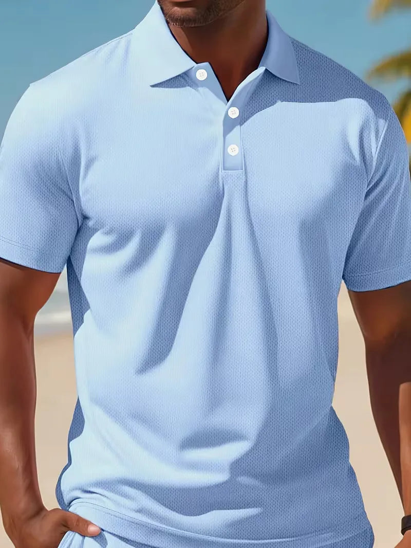 Completo Uomo Elegante Estivo Polo e Shorts Set 2 Pezzi Leggero