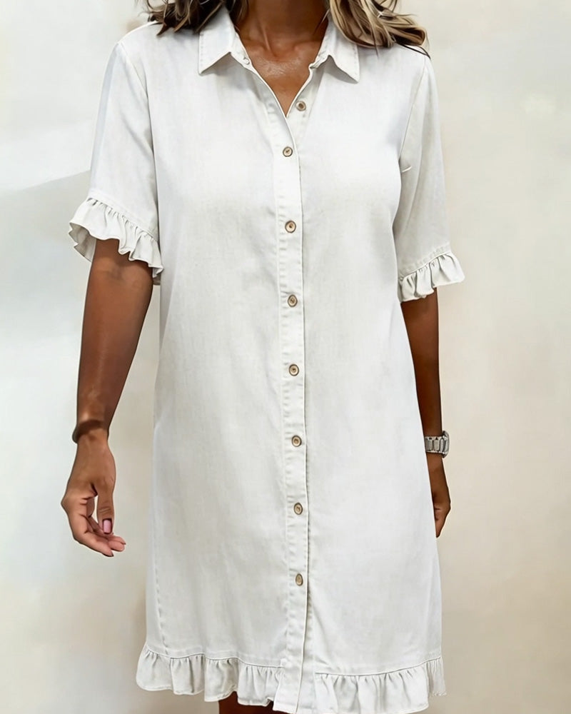 Abito Donna Scollo V – Casual con Rouches, Adatto per Primavera e Estate