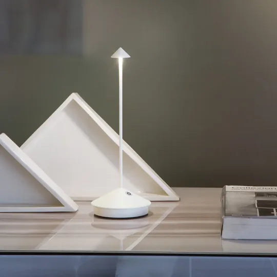Lampada da Tavolo LED Ricaricabile Senza Fili Bianco e Oro