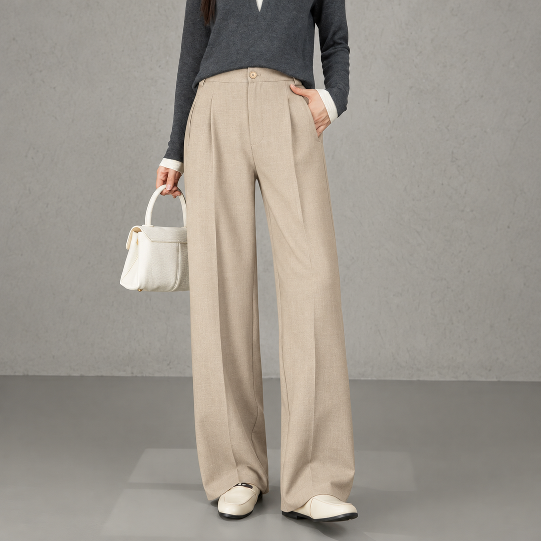 Pantaloni Donna in Lana a Gamba Dritta, Vestibilità Strutturata Invernale