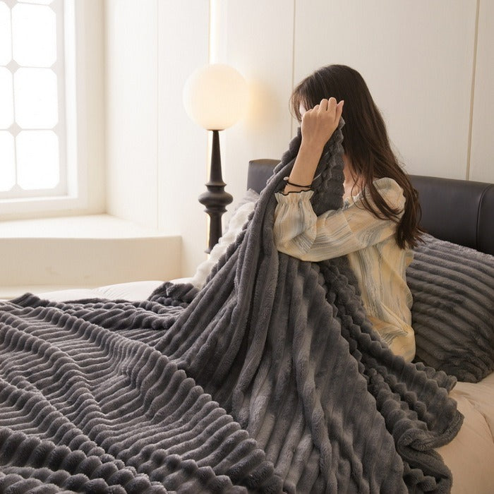 Plaid Coperta a Righe Rilievo per Letto e Divano