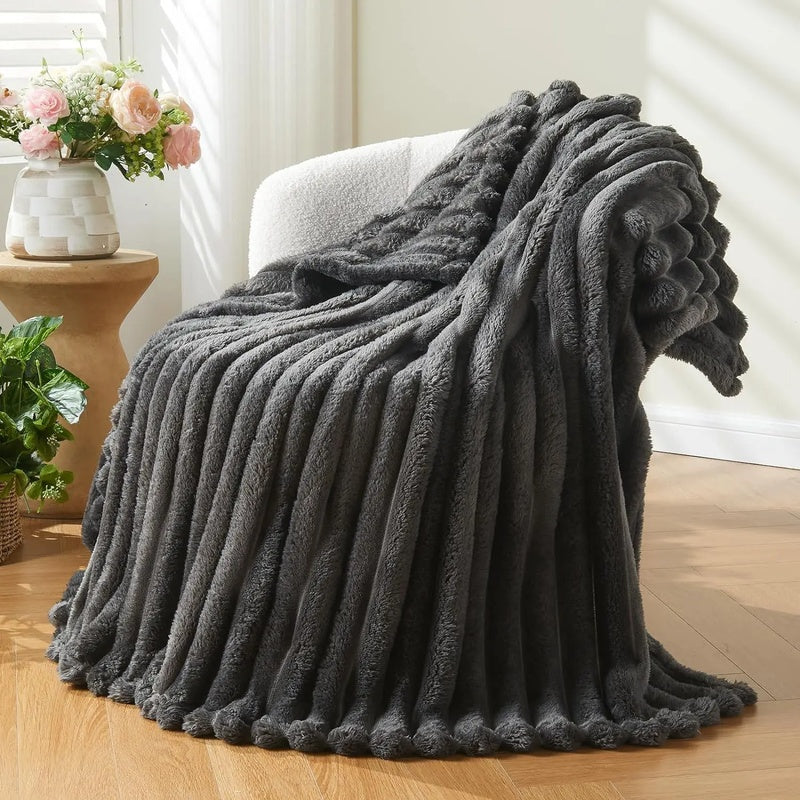 Plaid Coperta a Righe Rilievo per Letto e Divano