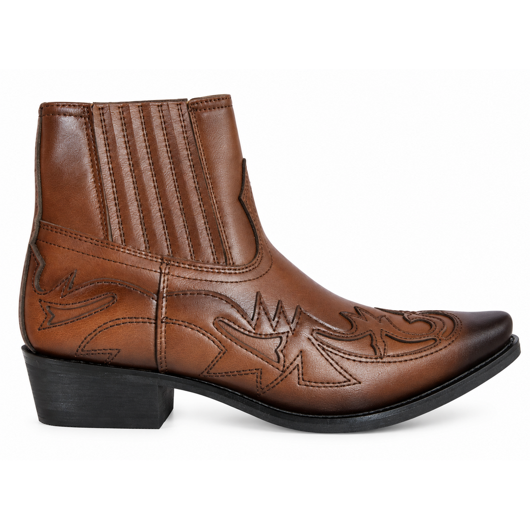 Stivali Texani Unisex in Vera Pelle con Ricamo - Stile Western