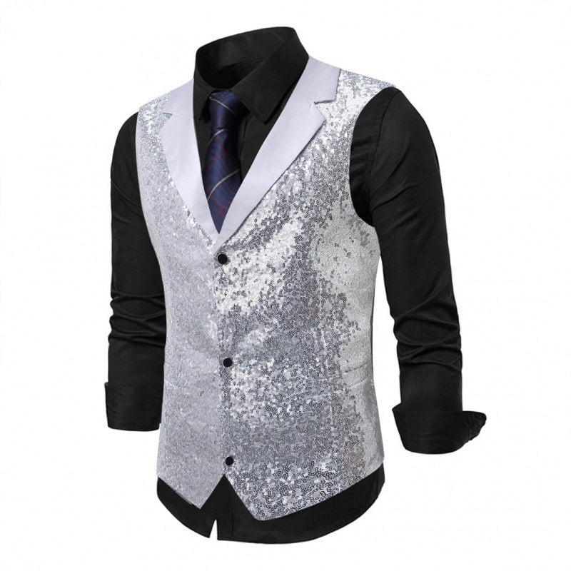 Gilet Uomo Glitter con Collo in Raso