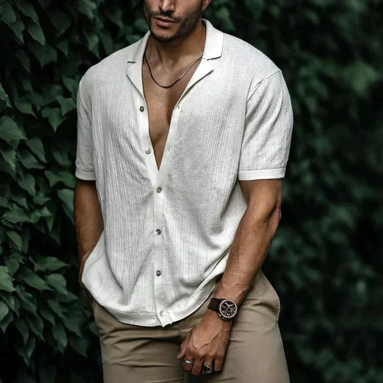 Camicia Uomo Casual Maniche Corte con Bottoni