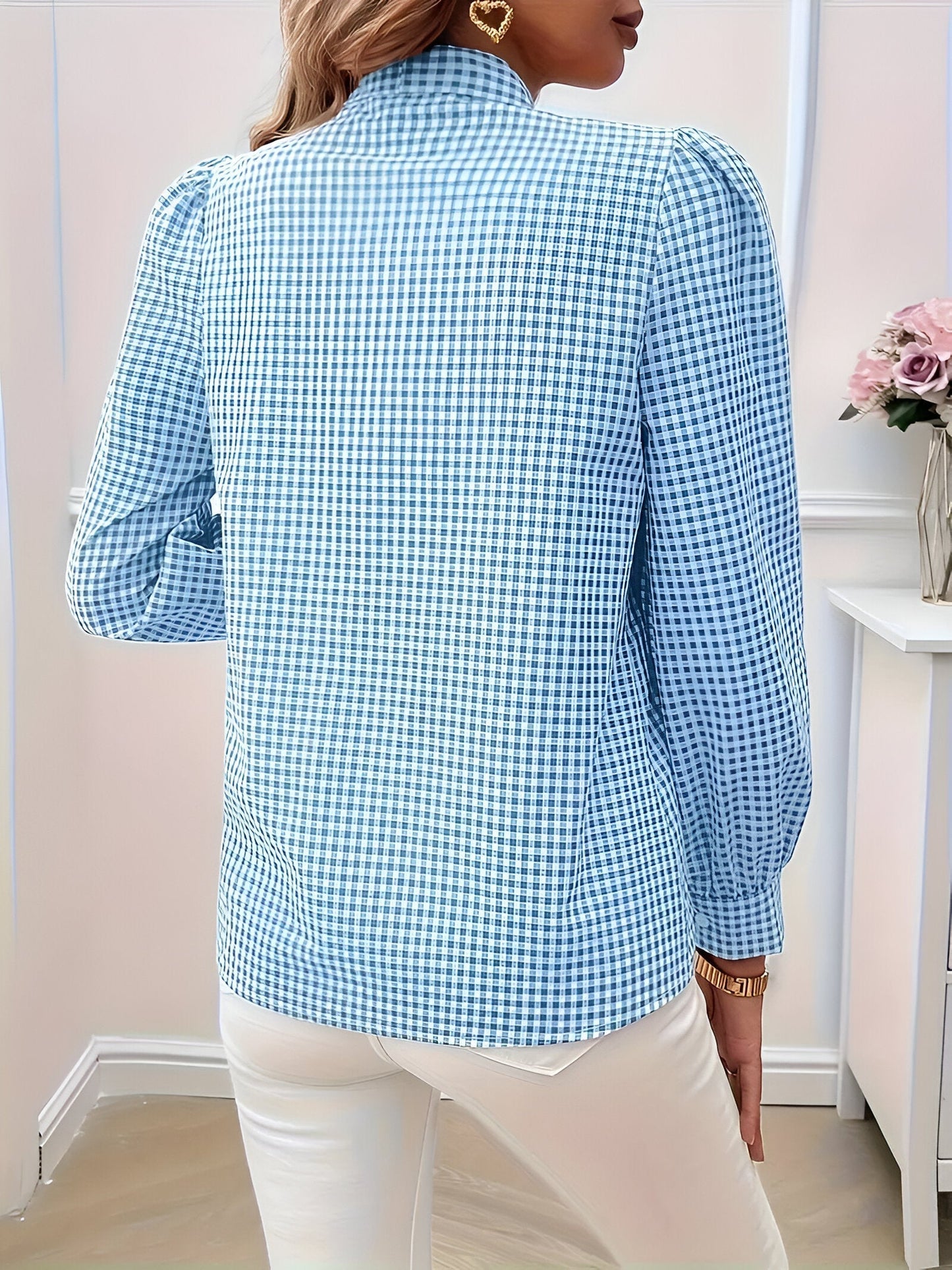 Blusa Femminile Sottile – Con Fiocco, Adatta per Lavoro e Uso Quotidiano