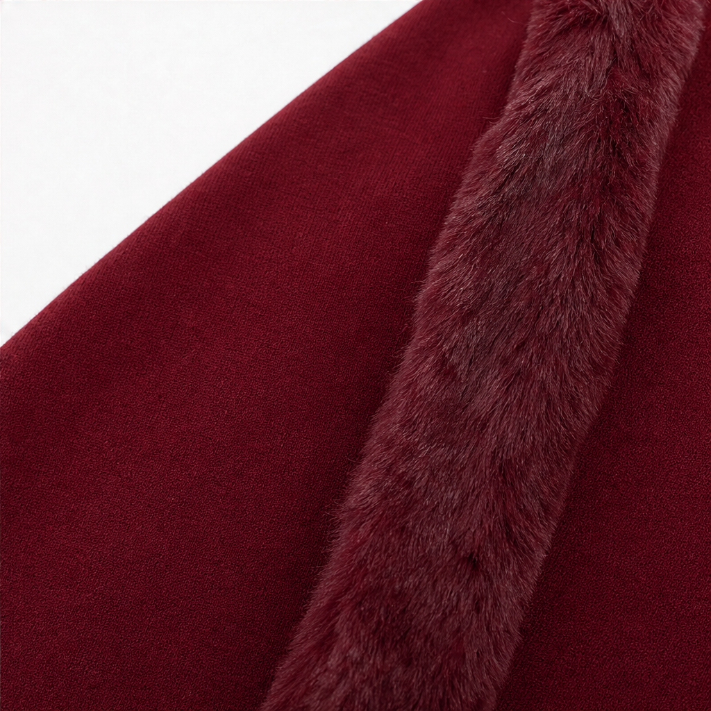 Mantella Donna in Maglia con Cappuccio e Bordo in Ecopelliccia
