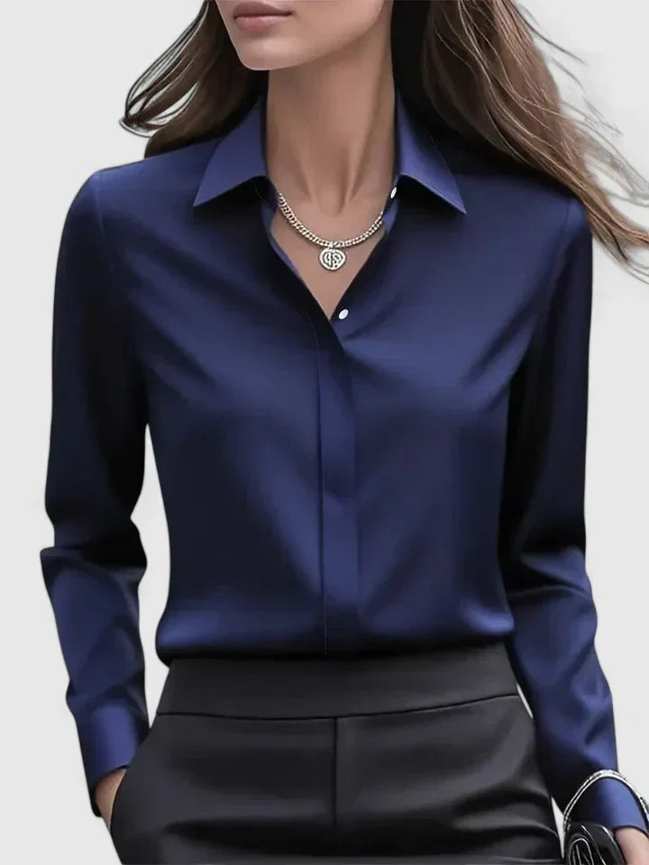 Camicetta Donna Elegante con Abbottonatura Nascosta da Ufficio
