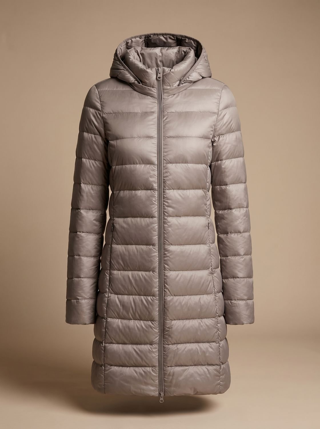 Piumino Lungo Donna con Cappuccio e Zip - Giacca Invernale Ultraleggera