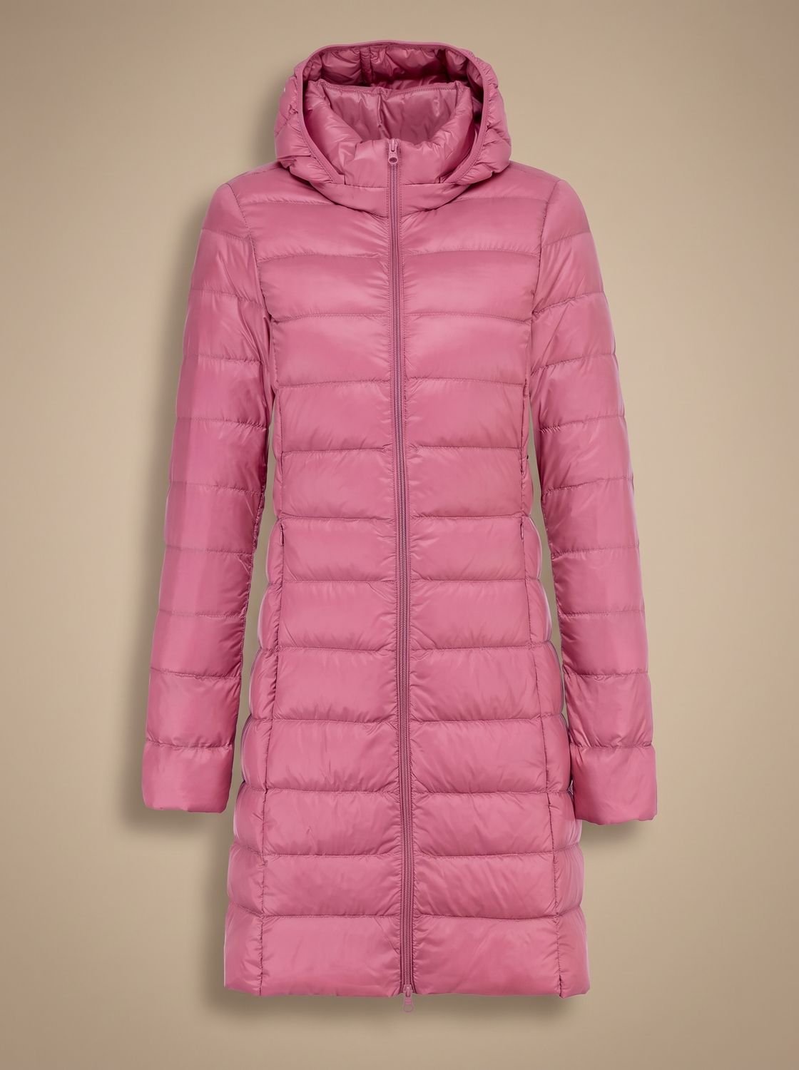 Piumino Lungo Donna con Cappuccio e Zip - Giacca Invernale Ultraleggera