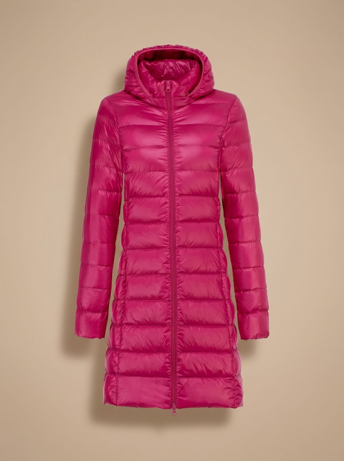 Piumino Lungo Donna con Cappuccio e Zip - Giacca Invernale Ultraleggera