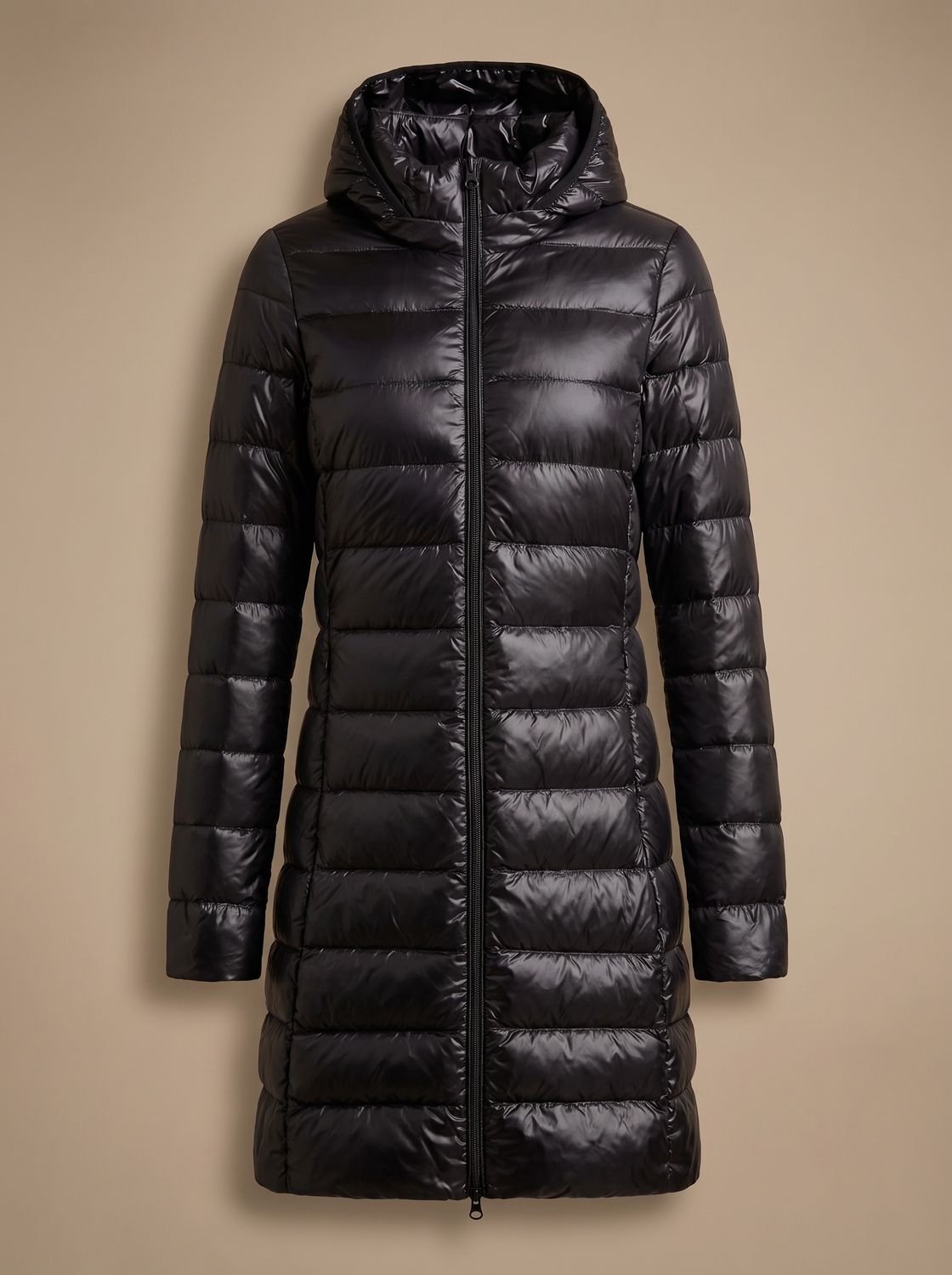 Piumino Lungo Donna con Cappuccio e Zip - Giacca Invernale Ultraleggera