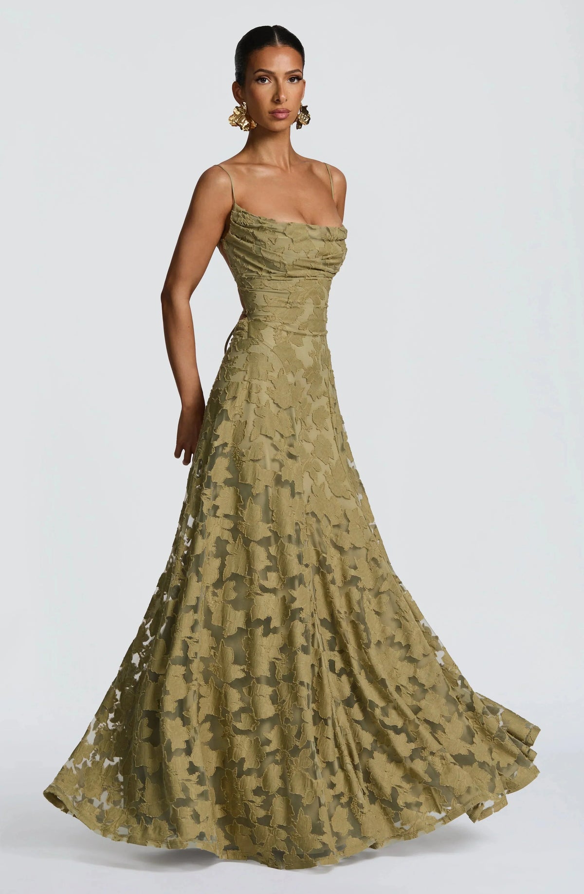 Dames Maxi Jurk Mouwloos met Cowl-hals en Bloemenpatroon