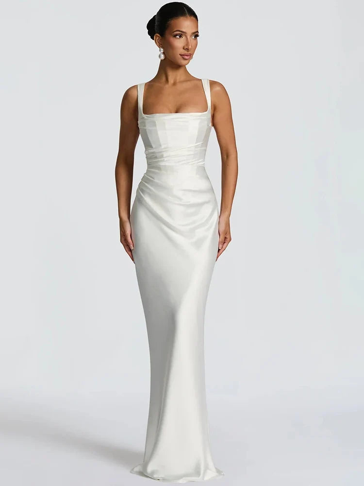 Vestito Donna Cerimonia Lungo Senza Maniche con Schiena Scoperta