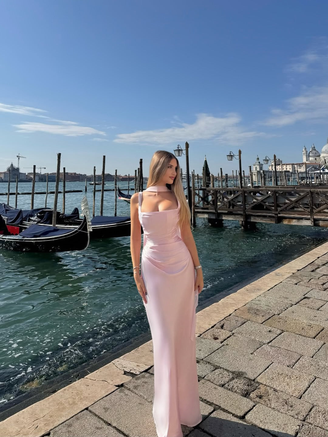 Vestito Donna Cerimonia Lungo Senza Maniche con Schiena Scoperta