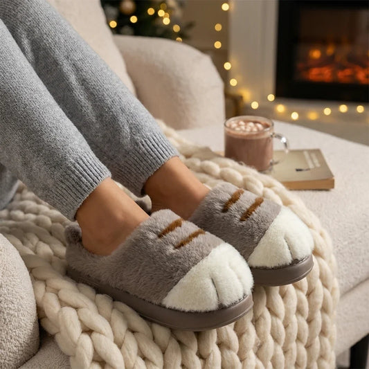 Pantofole Donna Invernali a Zampa di Gatto in Peluche