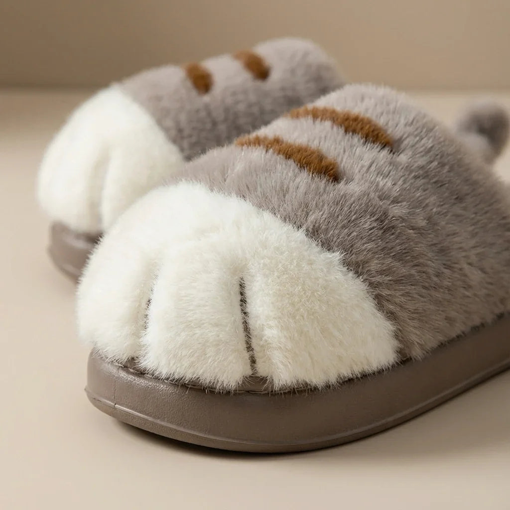 Pantofole Donna Invernali a Zampa di Gatto in Peluche