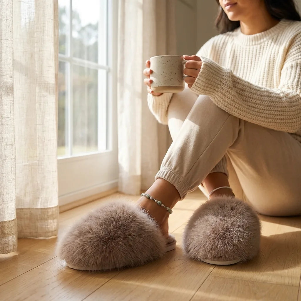 Pantofole Donna Invernali Peluche Morbide Antiscivolo