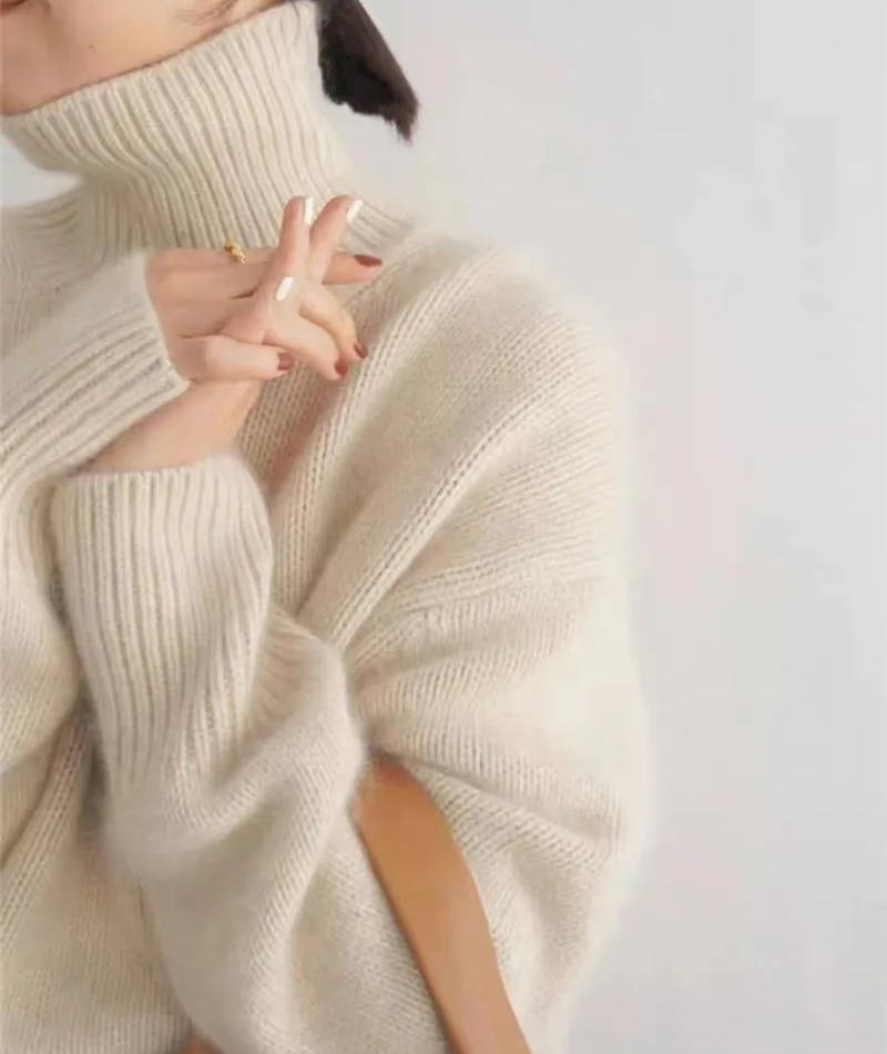 Maglione Donna Cashmere Collo Alto a Manica Lunga