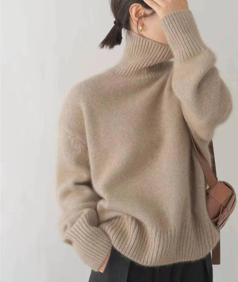 Maglione Donna Cashmere Collo Alto a Manica Lunga