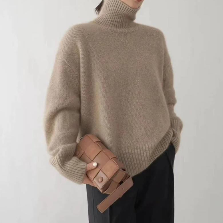 Maglione Donna Cashmere Collo Alto a Manica Lunga
