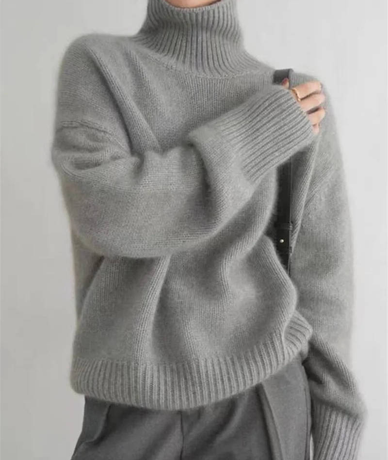 Maglione Donna Cashmere Collo Alto a Manica Lunga