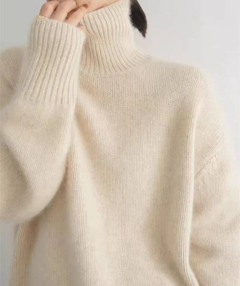 Maglione Donna Cashmere Collo Alto a Manica Lunga