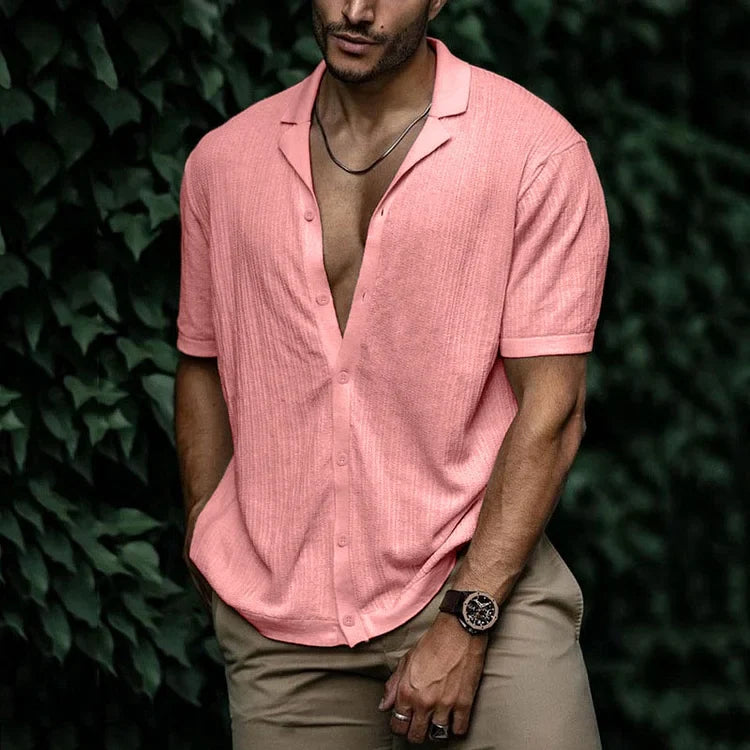 Camicia Uomo Casual Maniche Corte con Bottoni