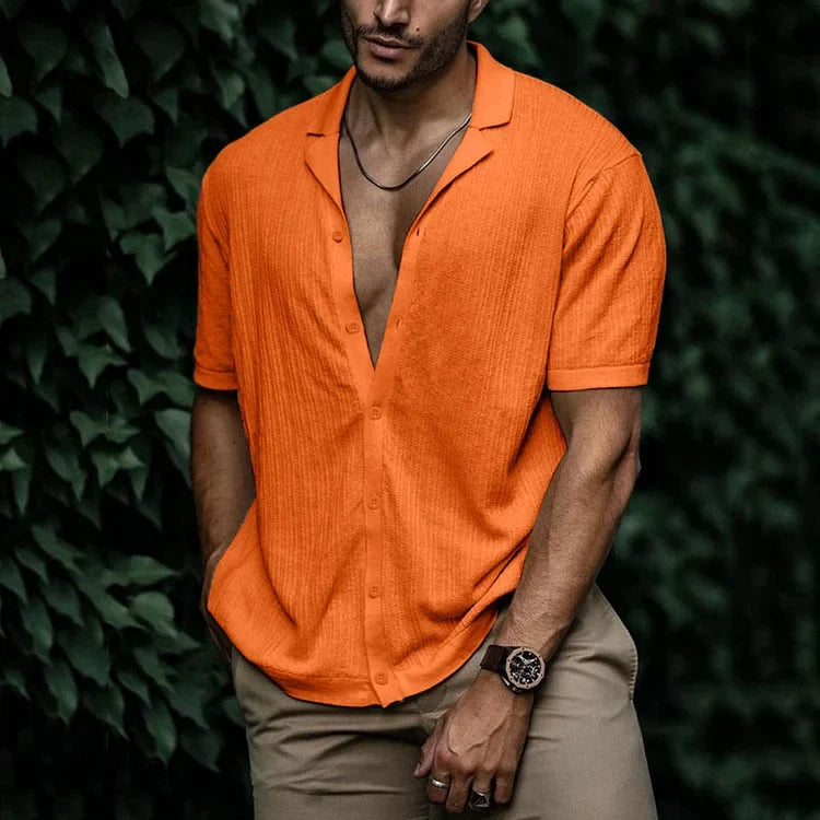 Camicia Uomo Casual Maniche Corte con Bottoni