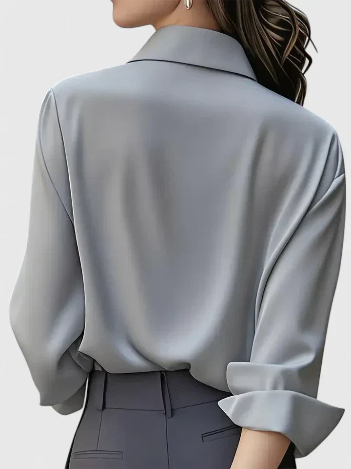 Camicetta Donna Elegante con Abbottonatura Nascosta da Ufficio
