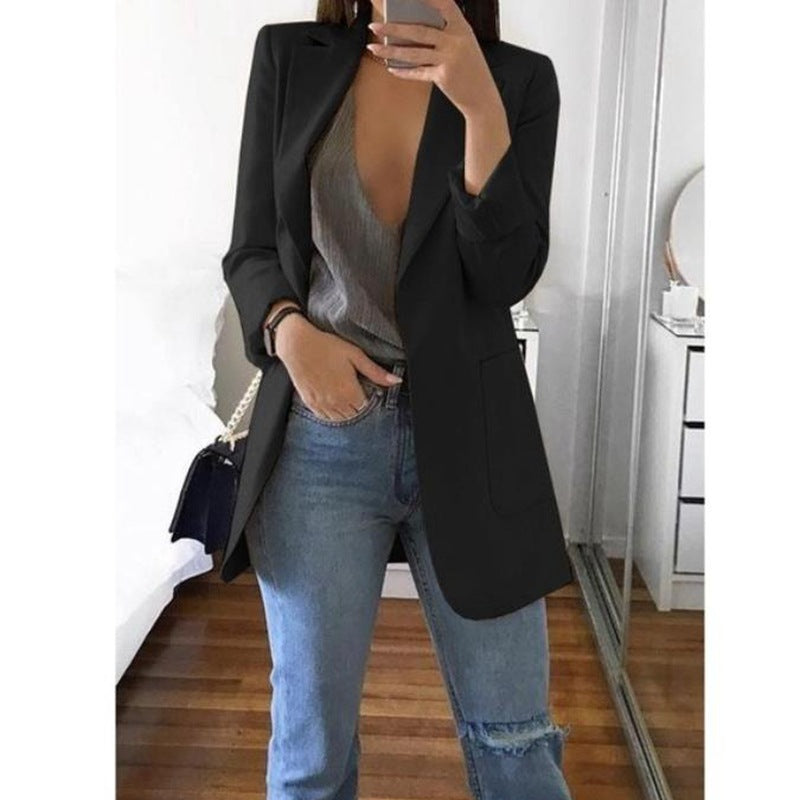 Blazer Donna Collo a Revers Maniche Lunghe - Taglio Sartoriale