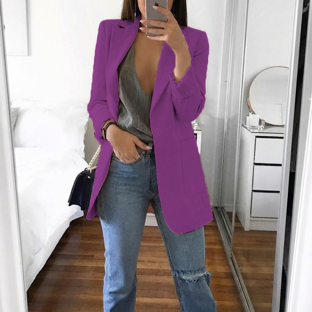 Blazer Donna Collo a Revers Maniche Lunghe - Taglio Sartoriale