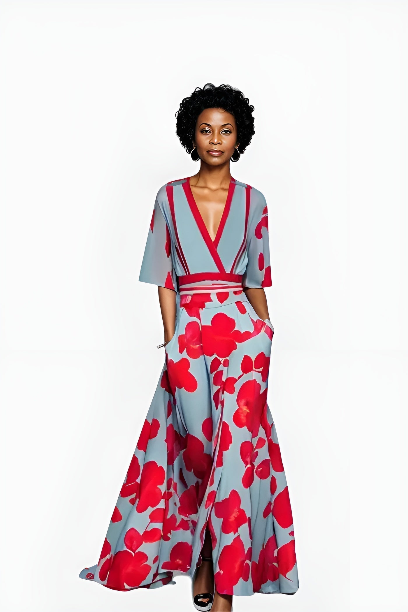 Abito Maxi Scollo a V per Donne – Adatto per Primavera e Estate, Ideale per Occasioni Casual e Festive