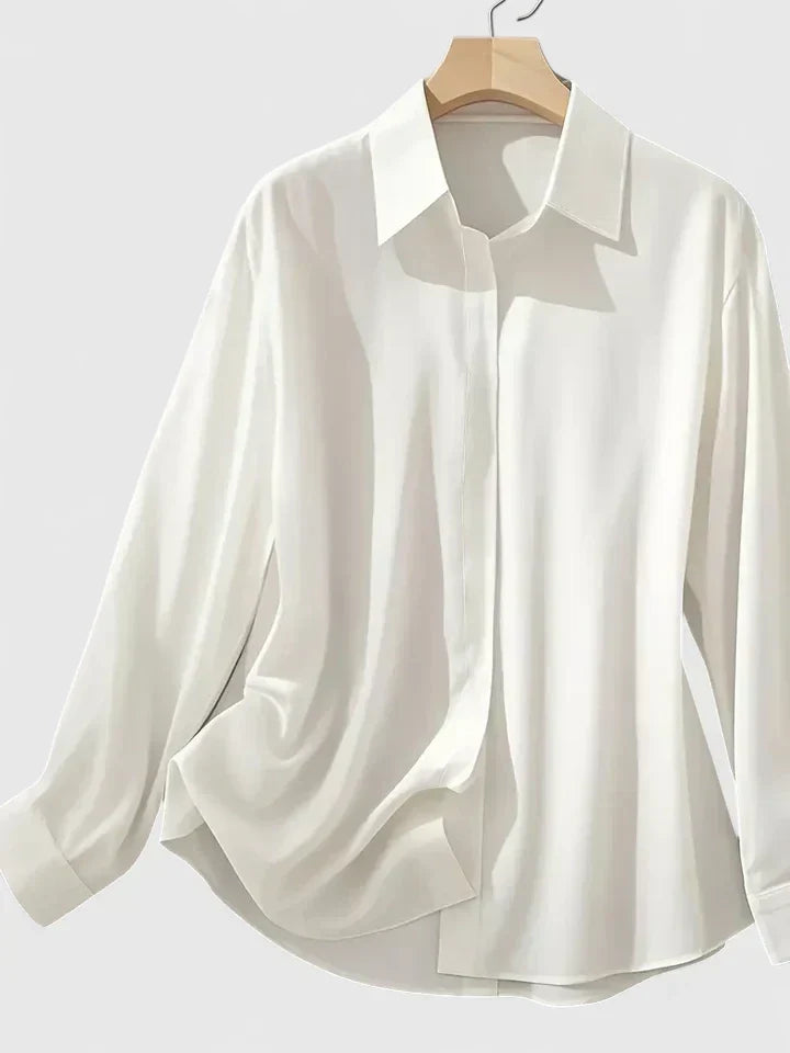 Camicetta Donna Elegante con Abbottonatura Nascosta da Ufficio