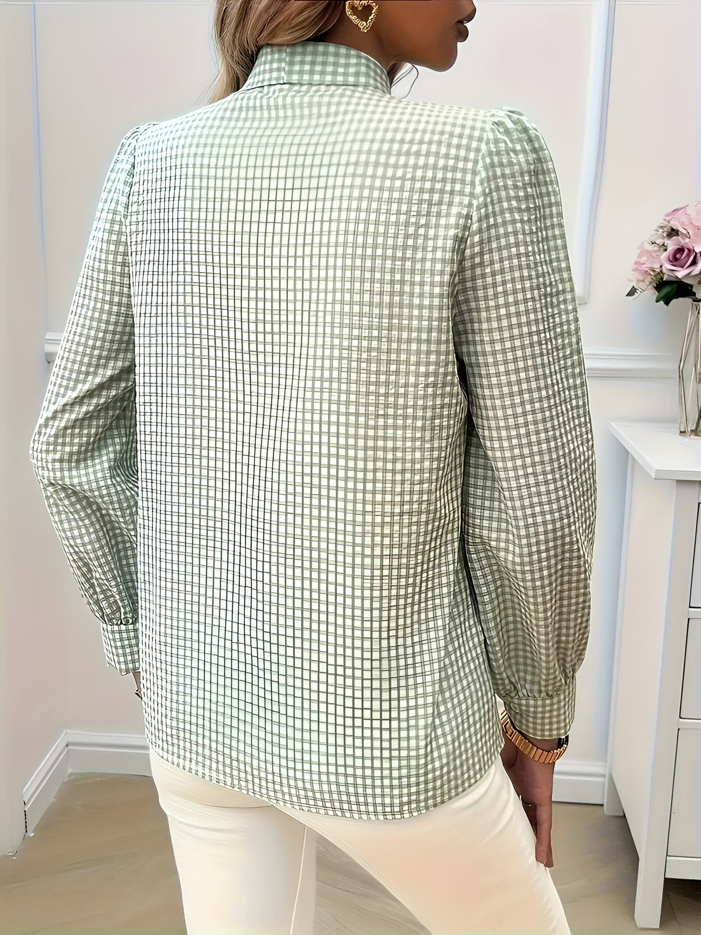 Blusa Femminile Sottile – Con Fiocco, Adatta per Lavoro e Uso Quotidiano