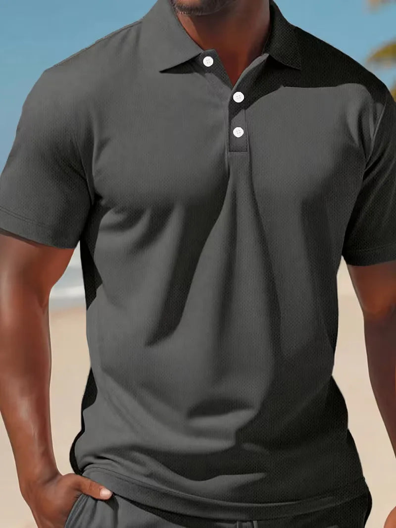 Completo Uomo Elegante Estivo Polo e Shorts Set 2 Pezzi Leggero