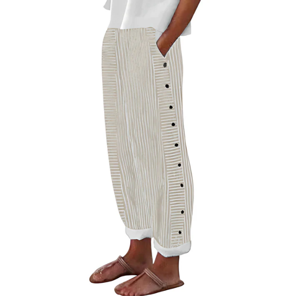 Pantaloni Donna a Righe a Gamba Larga Fluidi