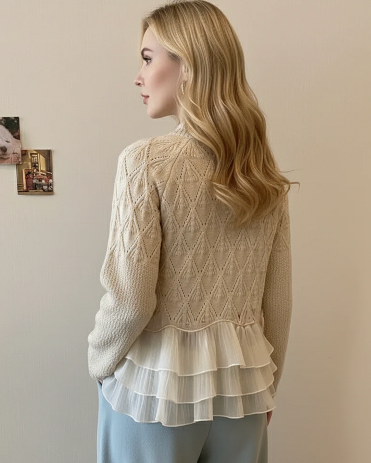 Cardigan Oversize Donna – Con Rouches, Adatto per Primavera e Autunno