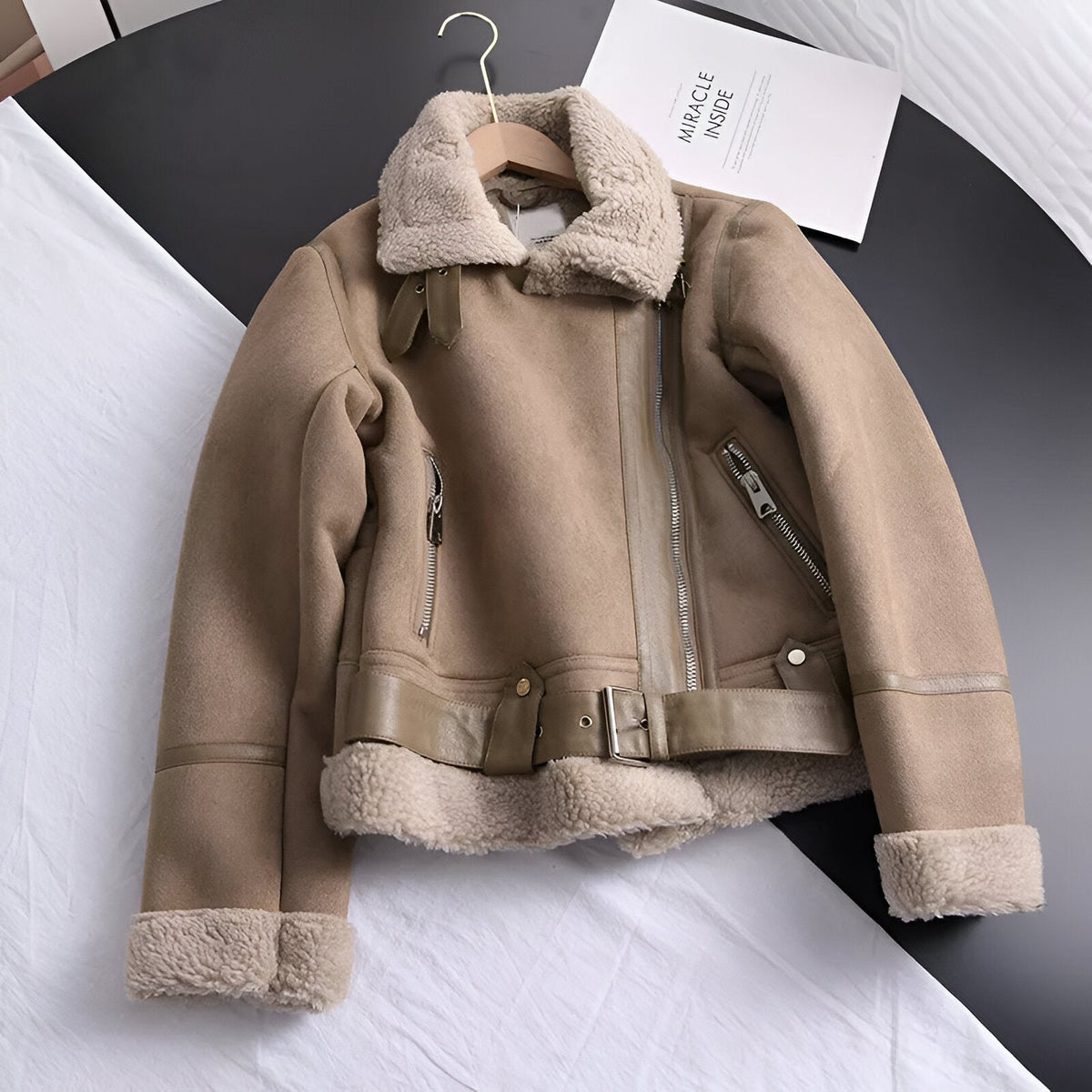 Giacca Donna Biker Oversize Imbottita in Similpelle