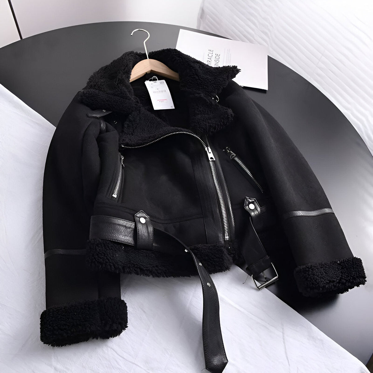 Giacca Donna Biker Oversize Imbottita in Similpelle