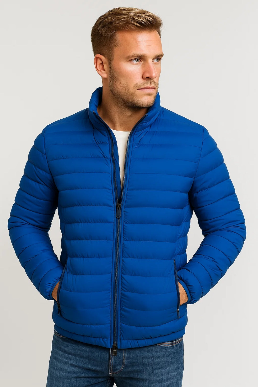 Giacca Uomo Slim Fit Casual con Zip e Imbottitura
