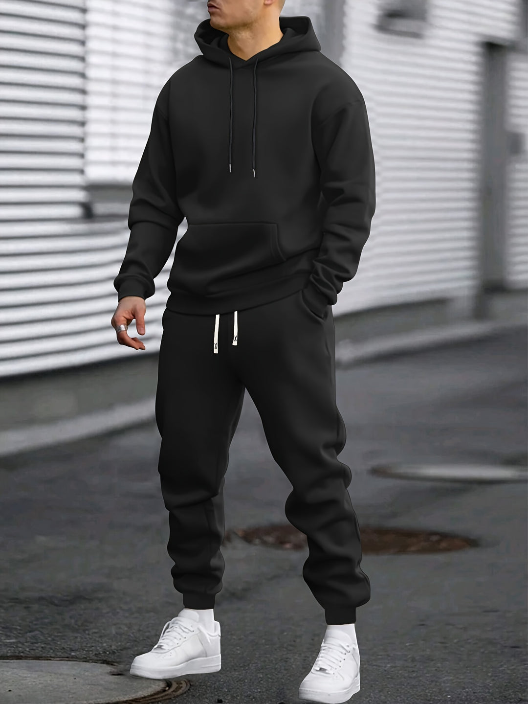 Tuta Uomo Felpa con Cappuccio e Pantaloni Jogger